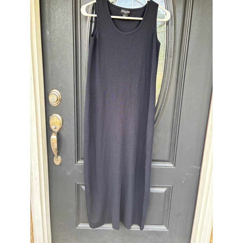 DUE per DUE Veste Navy Knit Sleeveless Maxi‎ Dress Scoop Neck Size S Made Russia